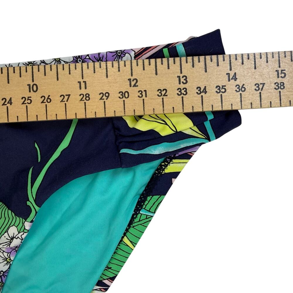 Trina Turk Tropical Floral Halter Bikini Set Navy Botanical Gold Hardware US 8 - Picture 6 of 14
